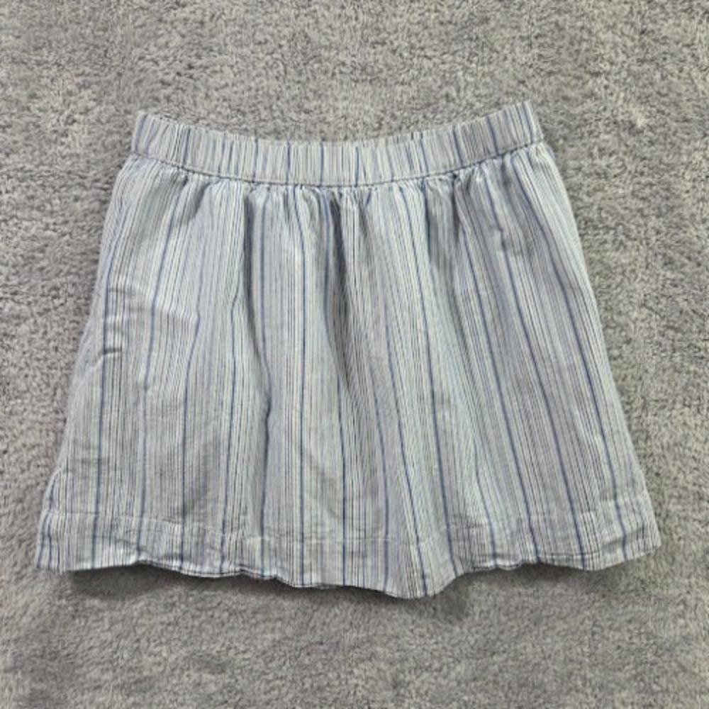 Gap Mini Skirt Womens Medium Blue White Striped Cotton Linen Blend Lined Pull On